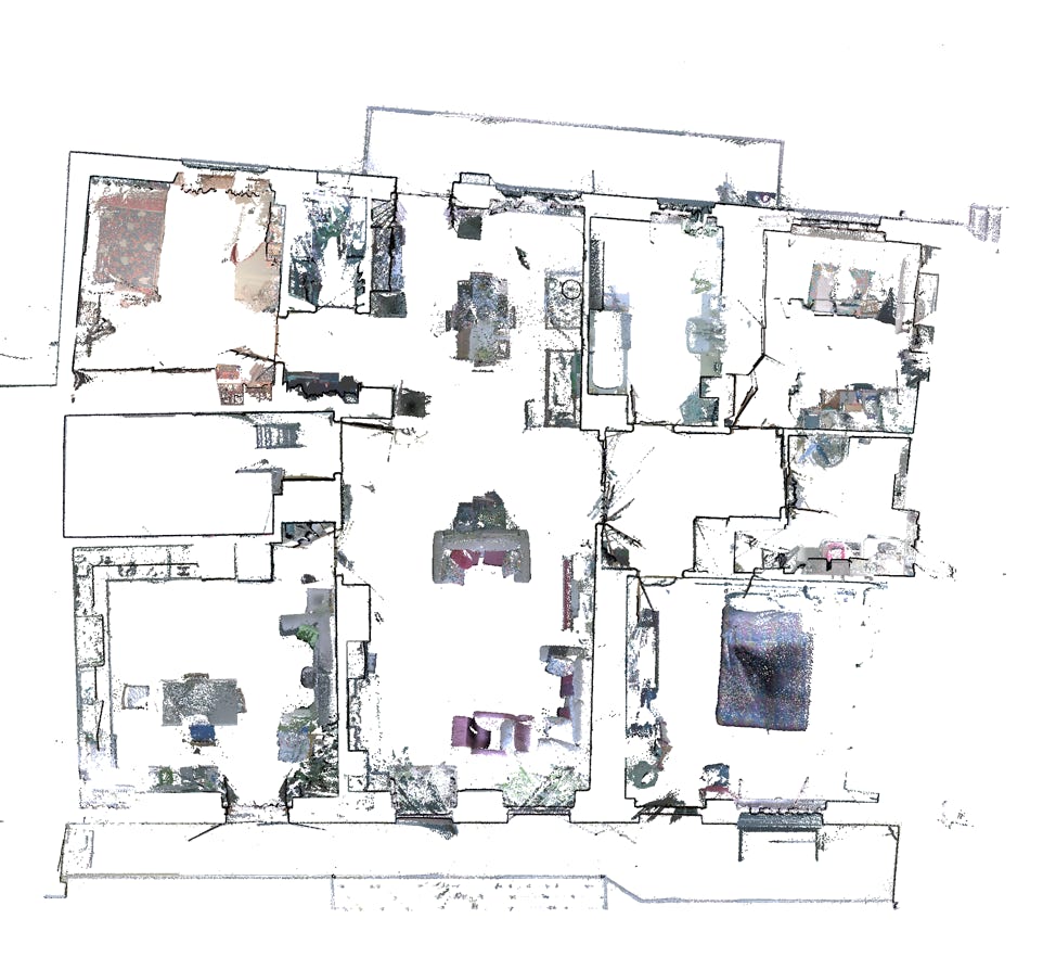 Pianta ricavata dall'elaborazione laser scanner 3d, in formato pdf o png